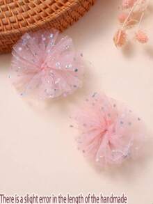 2pcs Girls Sequin & Flower Decor Fashion Alligator Hair Clip For Hair Decoration - Dusty Pink - View 5