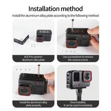 Placa de liberación rápida en forma de L con rosca de 1/4" & orificio ARRI, montaje de cambio rápido horizontal y vertical para cámara de acción Insta360 Ace - Ver 10