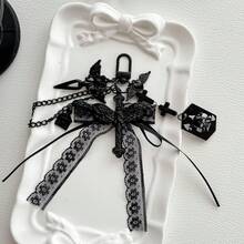 DIY手工暗黑甜美蕾絲荷葉邊蝴蝶結吊墜十字架 時尚哥德風獨特小配件 包包衣物飾品鑰匙圈 - 彩色 - 查看 2
