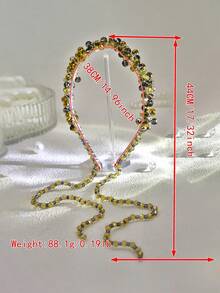 1pc Elegant Crystal Tassel Headband, Exquisite Charming Women's Hair Accessory, Versatile Headband Suitable For Party, Vacation, Gathering - Champagne - View 6