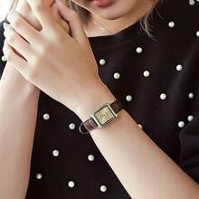 Casio Jam Tangan Wanita Rench Retro Warna Emas Champagne Bentuk Persegi Kecil, Tali Kulit, Tahan Air 30m, Jam Tangan Quartz, Gaya untuk Perjalanan Sehari-hari - Satu-Ukuran - View 6