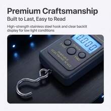 1pc 40kg Portable Digital Hanging Scale, Industrial Grade Electronic Luggage Scale With LCD Display, Non-Slip Handheld Hook Scale, Suitable For Travel, Shopping And Home Use - Royal Blue - View 6