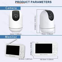 5Inch WiFi Baby Monitor Phone APP & Monitor View Control With Pan-Tilt-Zoom Video Camera Cry Temperature Detection Night Vision 2 Way Talk Cam - White - View 2