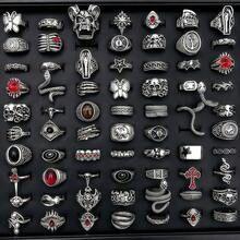 10pcs/Set Unisex Vintage Punk Gothic Mixed Skull & Butterfly Ring Set, Personalized Hip-Hop Style Party Gift Daily Jewelry Accessories, Random Styles - 10 Random Punk Rings - View 4