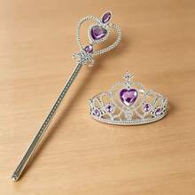 2pcs Heart Crown Magic Wand Set, Purple Fairy Wand And Heart Crown, Princess Party Dress Up Accessories, Cosplay Costume, Birthday Gift,Halloween - Purple - View 1