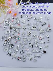 Random Silver Rhinestone Shoe Decorations, Including Shiny Star, Flower, Animal DIY Shoe Accessories, Suitable For Garden Shoes, Sandals And Other Detachable Resin Accessories, Holiday Gift - Silver - View 4