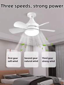 Ceiling Fan With Remote Control, Small LED Bulb Fan, Creative Fan Bulbs For Replacement, Ambient Light For Home, Bedroom, Super Quiet, Strong Wind, E27 Light Head, With Memory Function - Multicolor - View 6