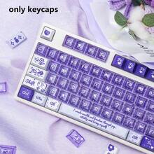 Juego de 172 teclas Campo de Flores de Verano Púrpura PBT+PC Translúcido Altura OEM Teclas de Teclado Mecánico Compatible con 61/64/75/87/98/104 - Ver 4
