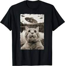 Camiseta de gato OVNI - Negro - Ver 1
