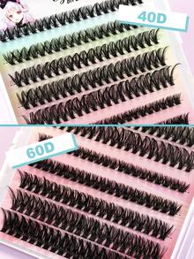 200pcs Cluster Eyelashes 40D+60D Mixed Style 9-16mm Eyelash Extension Patches Suitable For DIY Eyelash Growth Beginners Home Party - D - View 6