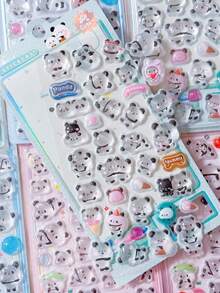 Cute Cartoon Animal Series 3D Panda Stickers, Fun 3D Embossed Stickers, Luggage Guitar Phone Decorative Decals - Multicolor - View 4