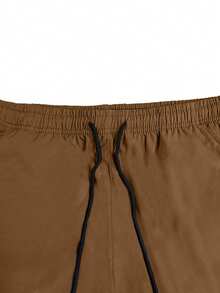 Hidkat Men's Athletic And Casual Cargo Shorts With Multiple Pockets And A Drawstring Elastic Waistband. Suitable For Outdoor Hiking, Daily Running, And Commuting. - Brown - View 4