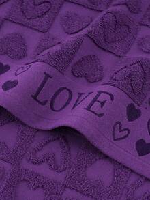 QIBHI 4PCS Luxury Bath Towel Sets Purple Heart Shape Large Ultra Soft 100% Cotton Classic Flower Classic Pattern 2 Bath Towels Sheets 2 Hand Towels Highly Absorbent For Gift Adults Girl Face Body (Puple) - Violet Purple - View 7