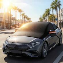 Car Windshield Sun Shade, Portable Car Sun Shade Cloth, Easy Installation With Reflective Strip. Strong Sun Protection, Lightweight And Durable Protective Car Cover, Suitable For Cars, SUVs And Other Vehicle Models External Protection - Orange Ears - View 8