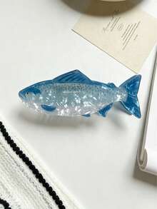 1件春夏海洋鮭魚造型大髮夾，趣味獨特，適合女性日常佩戴於後腦 - 彩色 - 查看 10