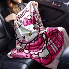 SANRIO 1 buah Selimut Bertema Hello Kitty - Nama yang Dapat Disesuaikan, Warna Utama Pink dengan Hati dan Teks Hello Kitty, Gaya Lucu dan Manis - Lembut dan Nyaman, Cocok untuk Sofa, Tempat Tidur, Tidur Siang di Kantor - Selimut Nyaman Sepanjang Musim, Hadiah Rumah, Hadiah Ulang Tahun, Hadiah Natal, Hadiah yang Dipersonalisasi. - MultiWarna - View 11