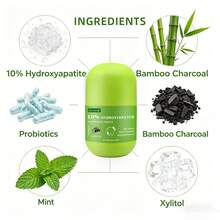 ADJANISS Bamboo Charcoal Toothpaste Tablets (40pcs), Contains 10% Hydroxyapatite-A Fluoride-Free Formula, Helps Promote Tooth Remineralization And Whitening, Freshens Breath, Designed For Sensitive Teeth. Travel Size. - Bamboo Charcoal - View 3