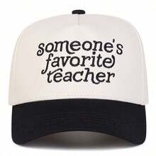 Women's 'Someone's Favorite Teacher' Trucker Hat, Embroidered Letter, 5-Panel Sun Protection Hat For All Seasons Travel, Beach, Holiday, Festival - Multicolor - View 10
