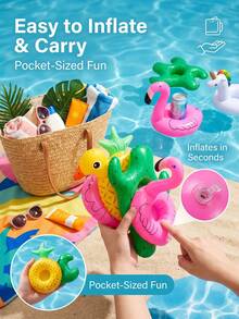 2 Packs Inflatable Floating Drink Holders, Cute Pool Cup Floats For Cans, Bottles, And Cups, Summer Water Party Accessories For The Pool, Beach, Bathtub, Lake, And Outdoor Fun - Multicolor - View 4