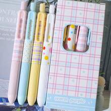 4pcs Polka Dot Pudding Shape Retractable Gel Pens, INS Style, Quick Drying Smooth Black Ink, Student School Exam Stationery - A - View 1