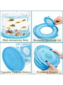 1pc Foldable Mini Aquarium, Portable Plastic Fish Tank With Lid, Transparent Fish Transport Container/Fishing Bucket, Suitable For Releasing Caught Fish, Beach Trips, Lake Hiking And Outdoor Activities - View 4