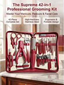 42 piezas Juego de tijeras de manicura, kit de herramientas profesionales de pedicura de acero inoxidable, adecuado para el cuidado de uñas de dedos y pies, portátil para uso en el hogar, la oficina y viajes al aire libre - Multicolor - Ver 2