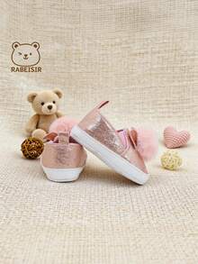RABEISIR Cute Plush Ball Infant Flat Shoes, Infant Toddler Shoes, Rabbit Design, Suitable For Indoor & Party, All Season - Pink - View 6