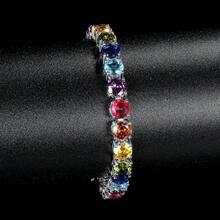 MDFUN 6毫米彩色立方氧化锆网球手链，18K白金镀层彩虹立方氧化锆网球链手链 - 白金 - 查看 6
