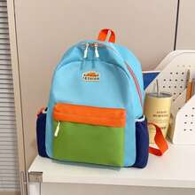 1 pieza Mochila de moda con colores de dopamina, Mochila unisex, Mochila escolar de bloques de color para estudiantes, Mochila de estudiantes con múltiples bolsillos para viajes de verano, vacaciones, artículo de viaje esencial para estudiantes de primaria, secundaria, preparatoria y universidad, Bolso de mujer de alta calidad, Excelente regalo para vacaciones - Multicolor - Ver 13