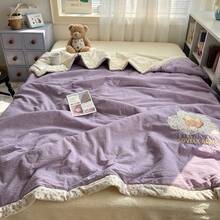 1 pieza Edredón delgado con ribete floral, estilo patchwork, edredón de aire acondicionado de verano, ropa de cama acolchada, estilo pastoral lindo, diseño de encaje suave & cómodo, adecuado para dormitorio, habitación, apartamento, primavera y verano, funda de almohada no incluida - Morado - Ver 6