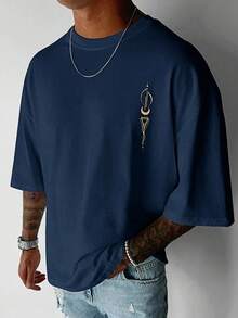 100% Baumwolle Bedrucktes Herren Vintage T-Shirt, Einfaches Modisches Bequemes Bedrucktes Freizeit-T-Shirt XZ004-S - Schwarz - Übersicht 2