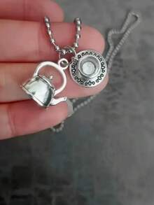1pc Vintage Alloy Jewelry Accessory, Teapot & Coffee Cup Pendant Necklace Charm For Kids - one-size - View 3