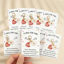 10pcs Mini Heart Flower Keychains With Thank You Cards, Creative Couple Gifts, Cute Bag And Zipper Handle Decor, Suitable For Birthday, Party, Wedding, Anniversary, Back To School, Teacher's Day Thank You Gifts - Multicolor - View 2