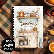 1pc A5 Size Spiral Recipe Notebook, Blank Recipe Book, Double Wire Spiral Binding, Suitable For Home Cooking, Collecting Favorite Recipes, Recording Cooking Notes And Inspiration - F - View 6