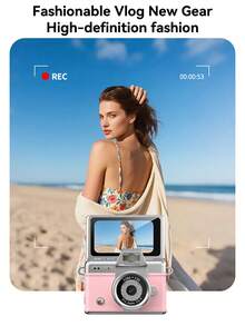 Palm-Sized Mini Camera With 180° Flip Screen And Beauty Filters-Perfect For Capturing Campus And Outdoor Moments; Doubles As A Portable Hanging Accessory - 查看 5