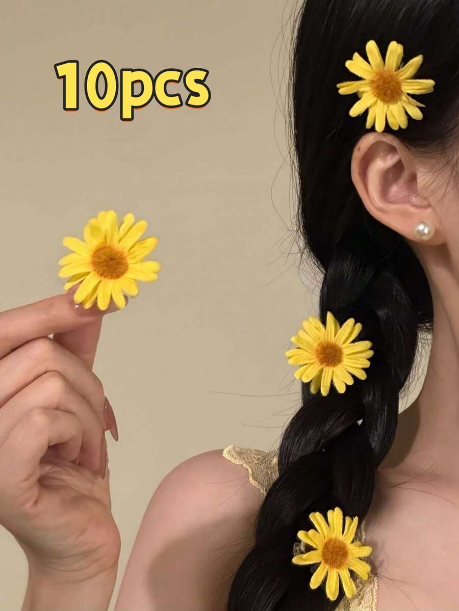 10件組女款雛菊花時尚清新百搭髮夾 髮飾頭飾髮飾品 適合日常使用、居家、學校、海灘、度假、工作通勤、聚會、派對、假日、生日禮物、返校季、大學風、新年、情人節、母親節禮物、婚禮季、新娘、音樂節、春夏秋冬通用,髮爪 - 彩色 - 查看 1