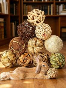 9 piezas de juguetes de actividad para masticar y desgastar para animales pequeños, incluyendo pelota de conejo, conejo, hámster, juguetes para masticar para cobaya, regalo de Navidad, entrenamiento, Día de San Valentín y regalo para animales pequeños - Ver 2