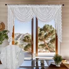 Living Room Sheer Curtains, Black Lace Valance With Beaded Tassel Floral Embroidery, Semi-Transparent Rod Pocket Sheer/Drape, Suitable For Halloween, Party, Daily Home Decor, 59 Inches Wide, 1 Piece - Multicolor - View 12