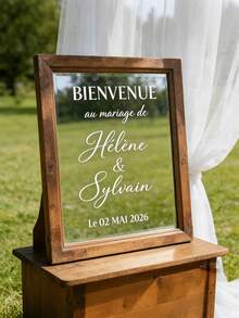 1 pieza - Pegatina de espejo personalizada para boda, nombres de la pareja de boda personalizables, fecha, pegatina de señal de bienvenida para la entrada de nuestra boda, adecuada para diversas superficies de materiales como espejos, acrílico, automóviles, etc., fácil de quitar. Pegatina direccional para invitados de boda, pegatina de espejo personalizada para cumpleaños, pegatina de señal de bienvenida para fiesta de cumpleaños, pegatina de espejo de piso - Multicolor - Ver 6