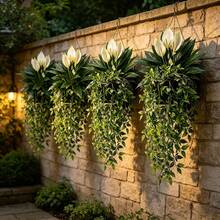 2pcs Set Artificial Peace Lily And Mandara Vine Combination, Suitable For Outdoor Garden Hanging Decor, Archway Styling, Window Sill Display, Wedding And Patio Decoration - Multicolor - View 2