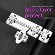 2/6/10pcs Stainless Steel Sliding Bolt Lock, 4/6/8 Inch Flanged Double-Sided Bolt, Padlock Compatible Surface Mount Door And Window Security Latch - Plug - View 6