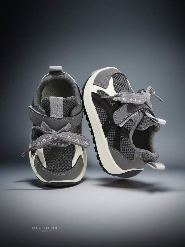 1 Pair Baby Walking Shoes PU Spliced Mesh Design Breathable Infant Toddler Shoes Suitable For Summer