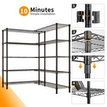 58''  Adjustable  Storage Shelves 1500LBS  NSF  Wire Shelving Unit 5 Tier Metal Shelving Storage Rack Shelves Storage Heavy Duty Garage Shelf Pantry Shelves Kitchen Shelving,  58''*71''H* - 1 - View 9