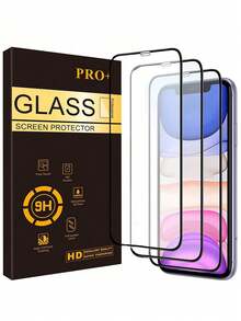 3片裝高解析度防刮鋼化玻璃螢幕保護貼，適用於 iPhone 17/16 Pro Max/16/16 Pro/16 Plus/15 Pro Max/15/15 Pro/15 Plus/14 Pro Max/14/14 Pro/14 Plus/13 Pro Max/13/13 Pro/12/11，附絲網印刷黑色邊框，螢幕保護貼 - 白色 - 查看 2