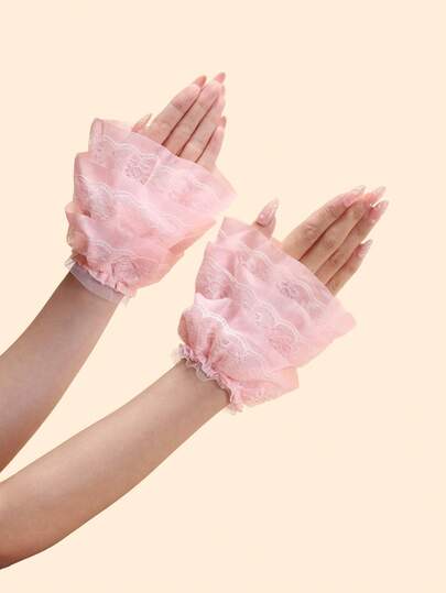 1 paire de manches longues en dentelle pour femmes, protection solaire, cache-tatouage, manches décoratives fausses pour filles