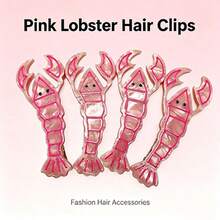 4 piezas de pinzas para el cabello de acrílico con forma de langosta creativa, diseño de animal marino lindo, adecuado para flequillo, cabellos sueltos y decoración lateral, atuendo a juego para un excelente efecto fotográfico, accesorio de peinado único, pasador para el cabello, pinzas de garra - Multicolor - Ver 5