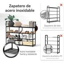 LYBH-HJY Shoe Organizer, 4-Tier Shoe Rack With Multifunctional Hooks For Stackable Shoe Storage For Up To 20 Pairs, Space-Saving Shoe Rack For Storing And Organizing Shoes - Black-model 01-4 Covers - View 6