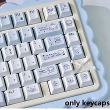 143 Keys Blue Rain Theme Mechanical Keyboard Keycaps Cute Cartoon Style PBT Dye-Sublimation Material Keycap Set Blue Original Height Keycaps Compatible With 61/64/75/87/98/104 - View 10