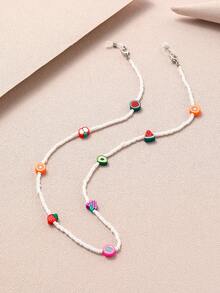 1Pc Beaded Eyeglass Chain Set, Heart Star & Fruit Flower Charm Anti-Lost Fashion Glasses Strap Glasses Lanyard For Girls(Beads Color Random) - Multicolor - View 5
