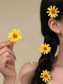 10件組女款雛菊花時尚清新百搭髮夾 髮飾頭飾髮飾品 適合日常使用、居家、學校、海灘、度假、工作通勤、聚會、派對、假日、生日禮物、返校季、大學風、新年、情人節、母親節禮物、婚禮季、新娘、音樂節、春夏秋冬通用，髮爪 - 彩色 - 查看 4